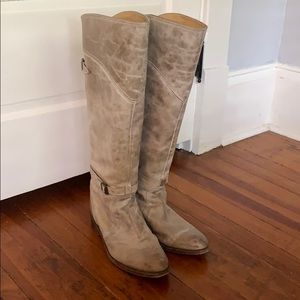 Frye knee-high distressed leather boots